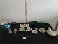 decorative glassware and painted ceramics