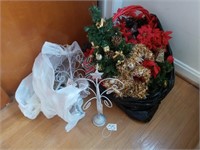 large basket of christmas floral and decor