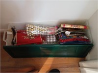 large tub of christmas bags, paper, ornaments