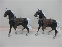 2 Vtg Cast Metal Horses w/ Saddles - Japan
