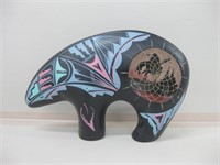 SW Painted Bear Pottery w/ Interior Painted Panel