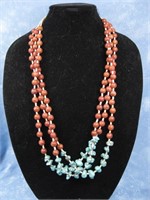 Vintage Southwest Beaded Coral Heishi Necklace