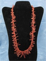 Vintage SW Beaded Coral Necklace No Markings