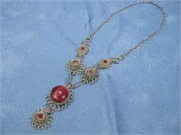 Vintage Silver Tone Filigree Necklace No Markings