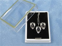 SW Sterling Silver Onyx Jewelry Set Hallmarked