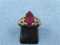 Tested Ruby 14KT Gold Electroplate Ring Hallmarked
