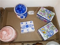 ceramic boxes with lids, ceramic painted jars