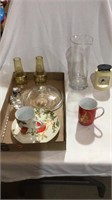 Glassware, plate, coffee mugs