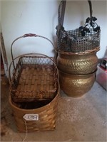 metal bronze planters, metal basket, basket