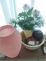 vases, ceramic painted bowl, and misc