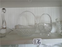 glass basket and misc