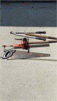 Yard tools and hand saw