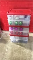 3 containers with Christmas ornaments