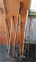 Assortment of Rakes & Other Tools
