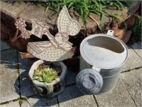 Metal Watering Can & Lawn Decorations