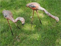 Wrought Iron & Concrete Flamingos