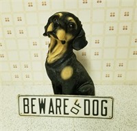 Plastic Resin Rottweiler & Sign