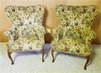 Pair of Two Tone Wing Back Chairs