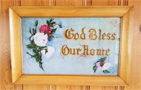 Vintage God Bless Our Home-Framed