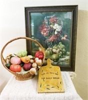 Claire Von Sivers Painting w/ Fruit Basket & Board