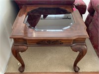 WOOD & SMOKEY GLASS END TABLE