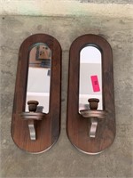2PC WALL CANDLE SCONCES W MIRRORS