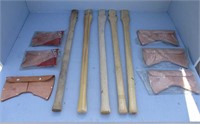 (5) Axe Handles & Leather Axe Covers