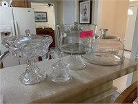 LOT OF GLASSWARE / CAKE STAND MORE