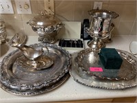 LARGE LOT OF SILVERPLATE / ICE BUCKET MORE