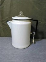 Vintage Enamel open Fire coffee pot. Stands 10"