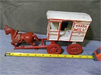 Vintage Cast Iron Horse drawn milk truck. Needs
