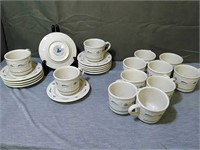 Longaberger Ceramic cup and saucer sets. 11