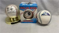 (2) Nolan Ryan Facsimile Signature baseballs and
