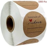 1" Homemade with Love Sticker with Lines for Writ