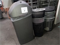 1 Row of Round Metal Basket Trash Cans