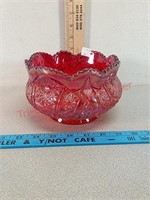 Iridescent orange glass decorative bowl