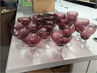 Purple fostoria? glasses & plates