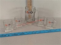 5 A&W root beer glass mugs