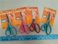 4 new pairs Fiskars student scissors