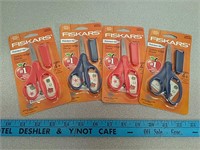 4 new pairs Fiskars kids scissors with sheath and