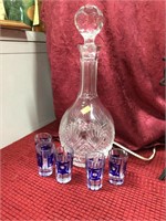 Decanter and shot glass lot