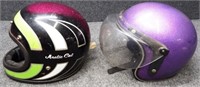 Two Vintage Sparkle Paint Snowmobile Helmets