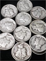 Roll of 50 Mercury Dimes - 90% Silver Mixed Dates