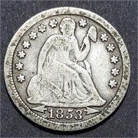 1853 Seated Liberty Dime - Arrows at Date - VF