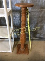 38” solid oak planter pedestal, 10” round top