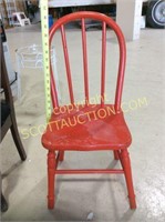 Red bentwood child’s rung back chair
