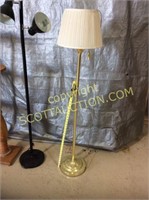 Brass floor lamp with white shade, test good