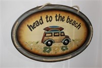 oval Head to Beach plaque / sign
