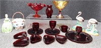 Ruby Red Glass, Flamingos, Biscuit Jar & More