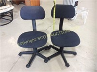 2 blue secretary’s office chairs, non-hydraulic